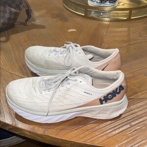 Hoka Women's Cream and Peach Athletic Shoes